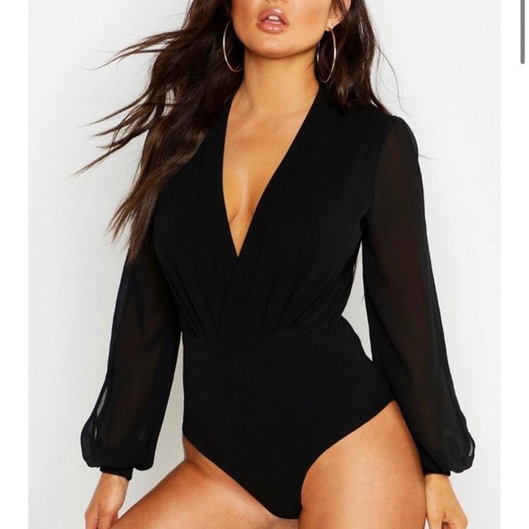 Boohoo long sleeve bodysuit mesh arms - Picture 2 of 10